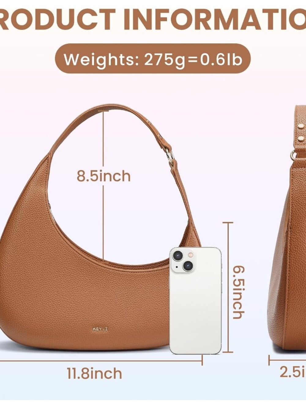 Shoulder Bag for Women Trendy Casual Leather Shoulder Purses lightweight Handbag - Picture 5 of 7